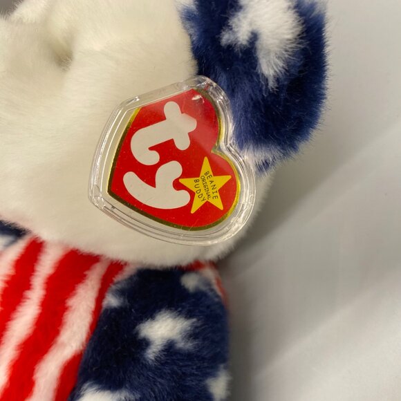 Ty Beanie Buddies 1999 Spangle Red White Blue Patriotic Flag Bear - Picture 6 of 9